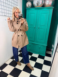 PU Midi Trench Coat Cream