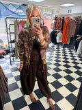 Cargo Trousers crop with tie hem Chocolate