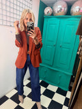 Ruched Sleeve Blazer Rust