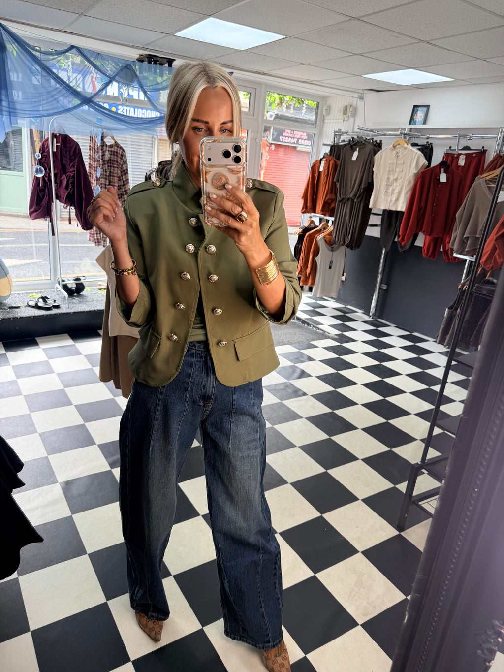Military Crop Blazer Khaki