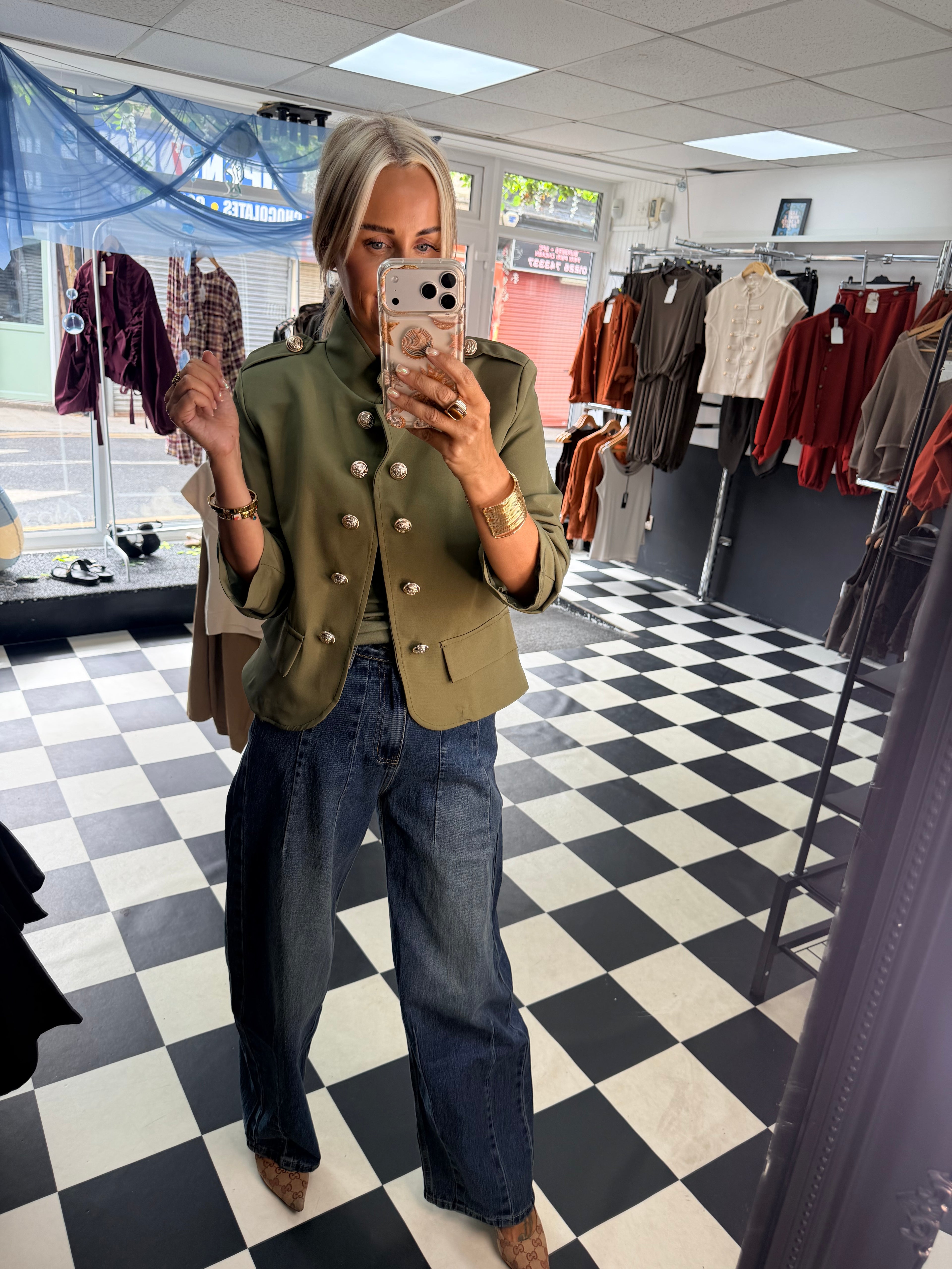 Military Crop Blazer Khaki