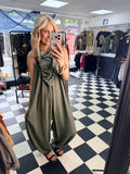 Bandana Scarf Jumpsuit Khaki