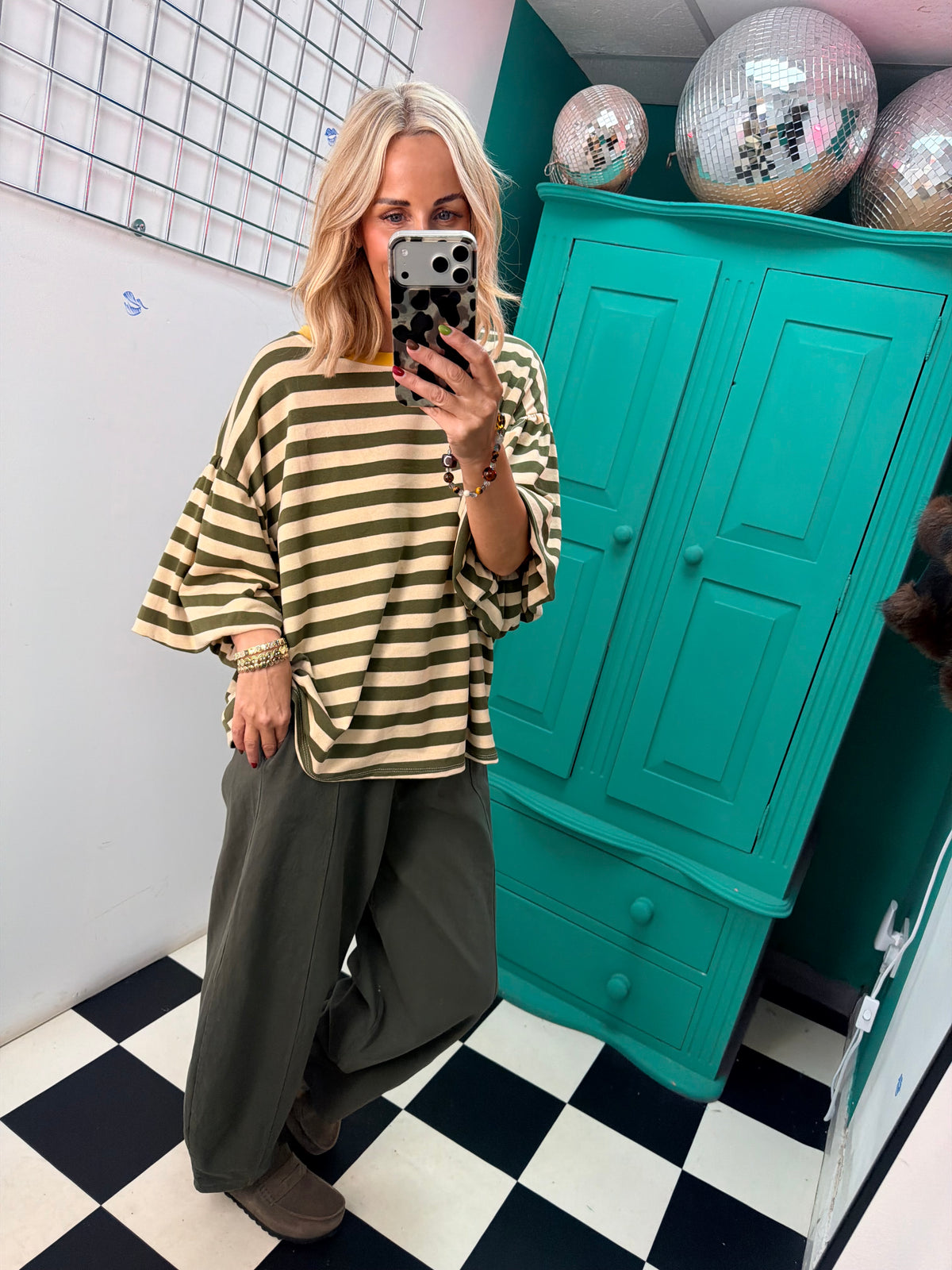 The Harper stripe - green and cream