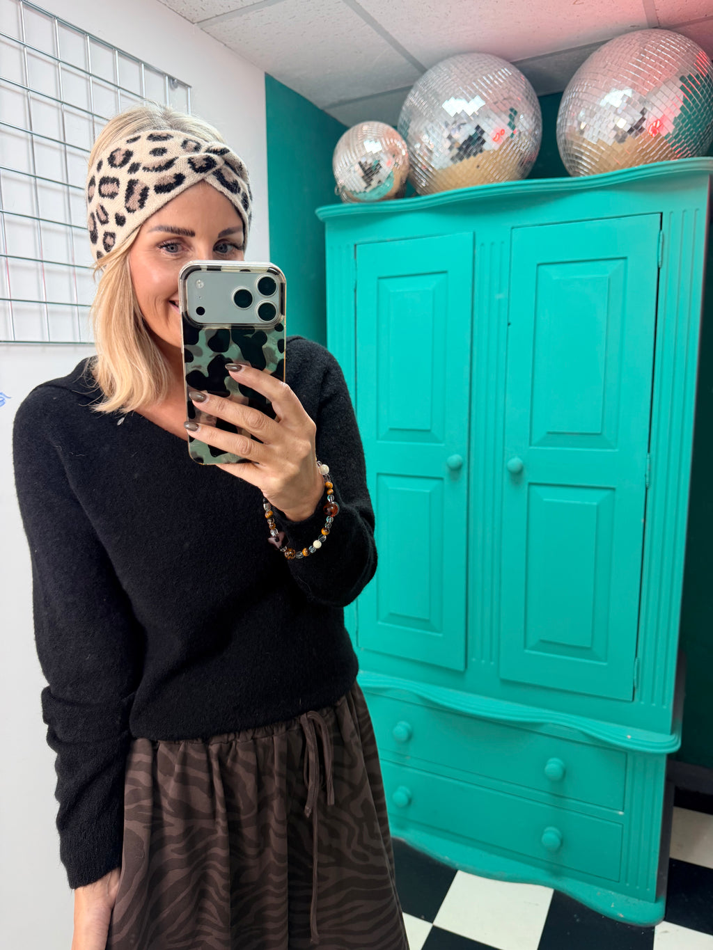 Leopard Twist headband - Taupe