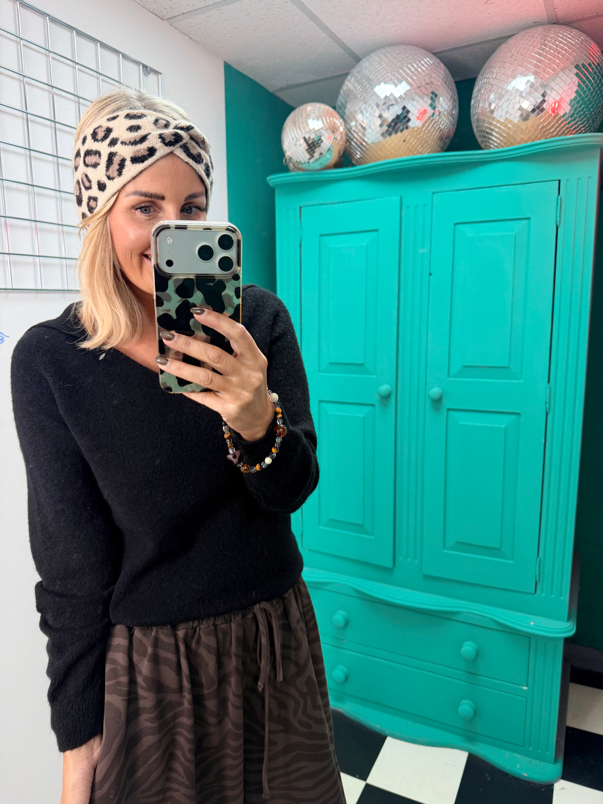 Leopard Twist headband - Taupe