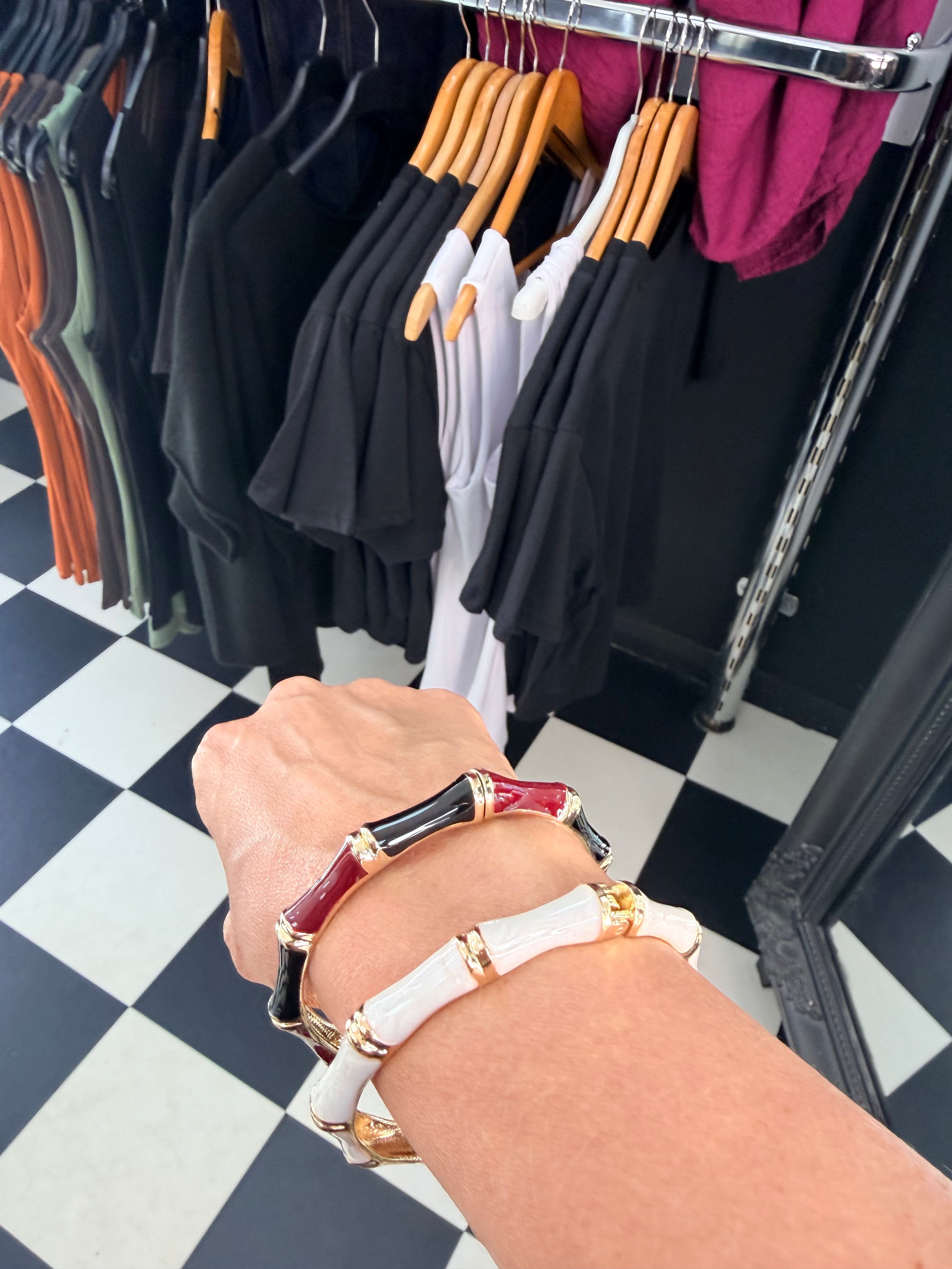 Thin Bangle White and Gold