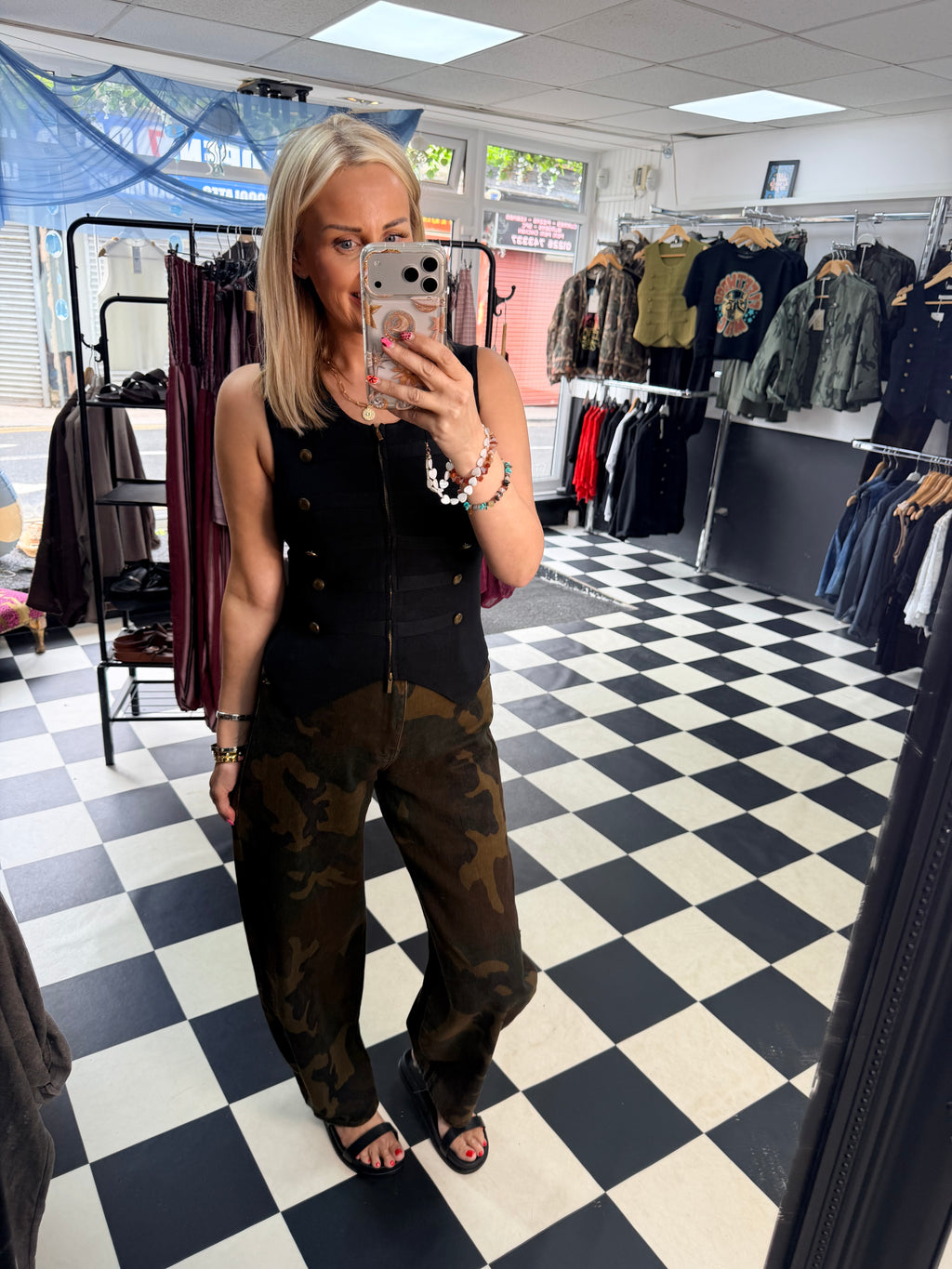 Double zip military waistcoat Black