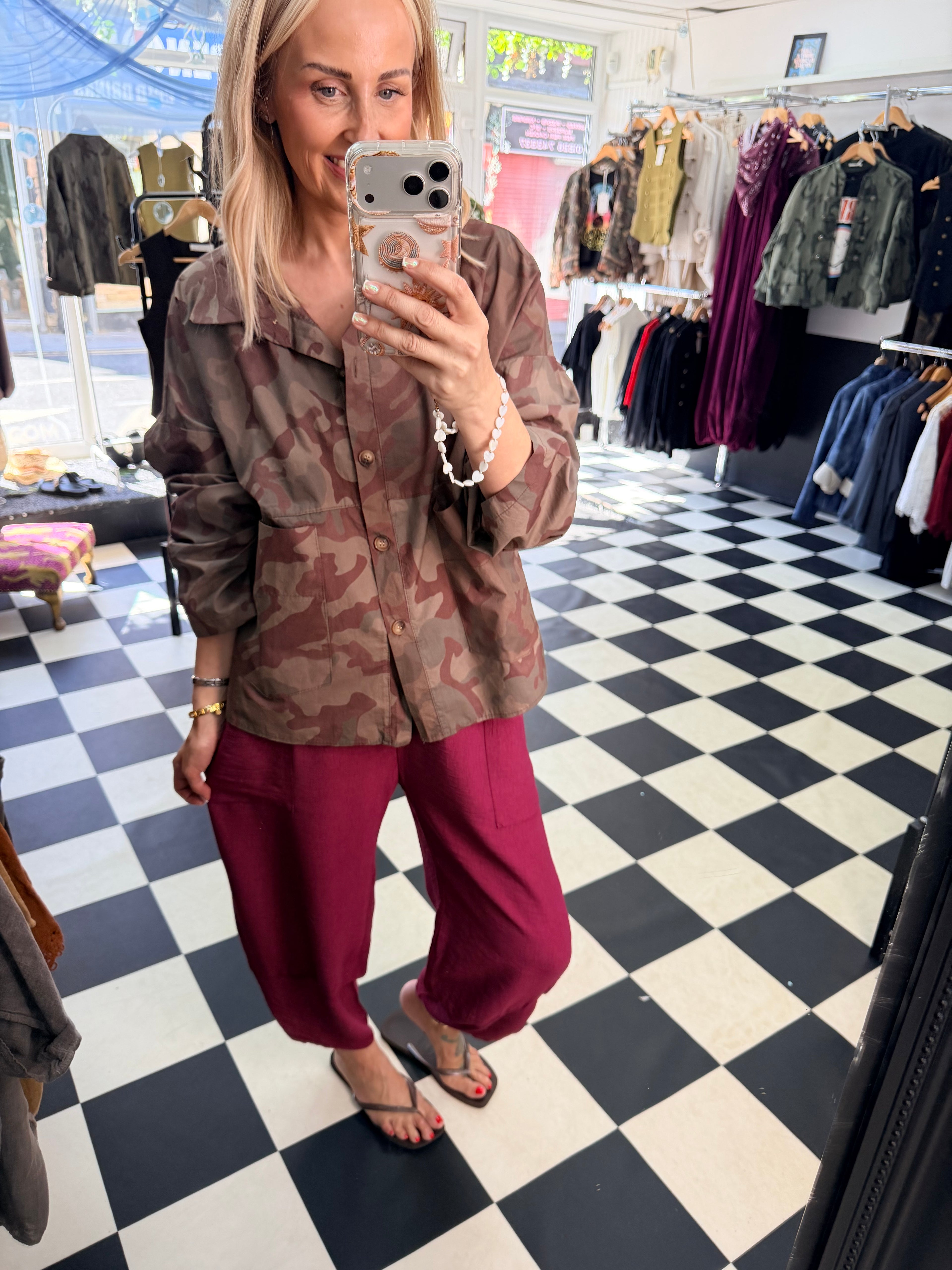 Camo Shacket Chocolate