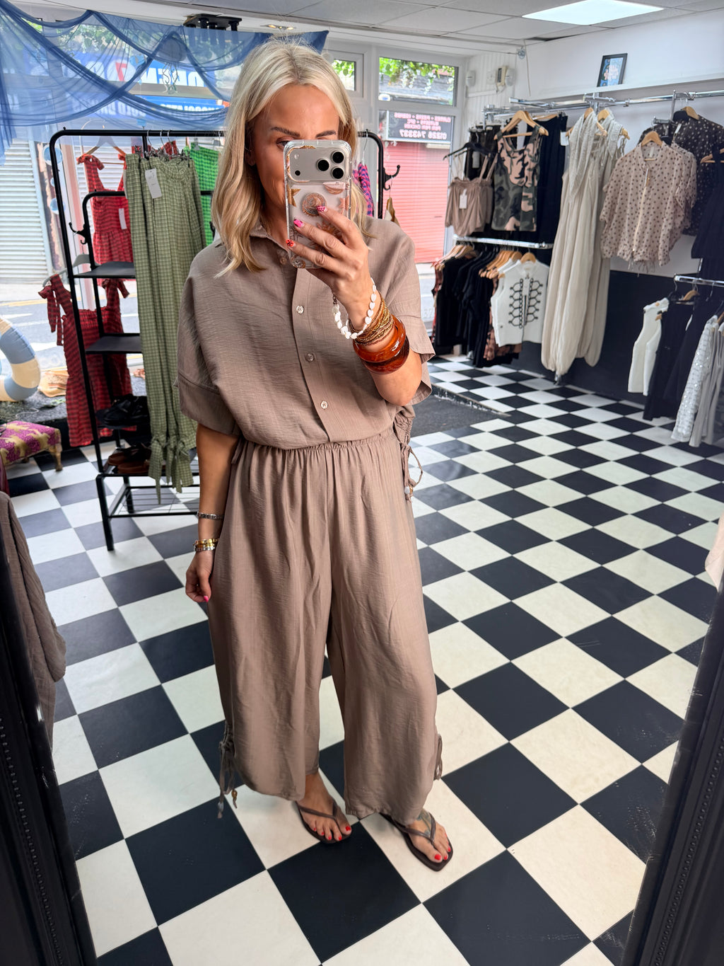Beaded Co Ord Taupe