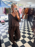 V Neck Cardigan Chocolate