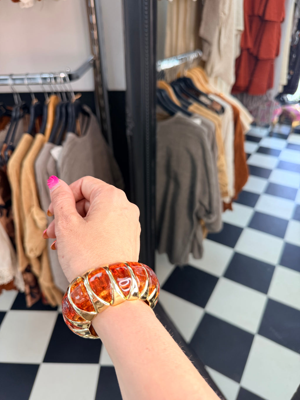 Amber and gold chunky bracelet