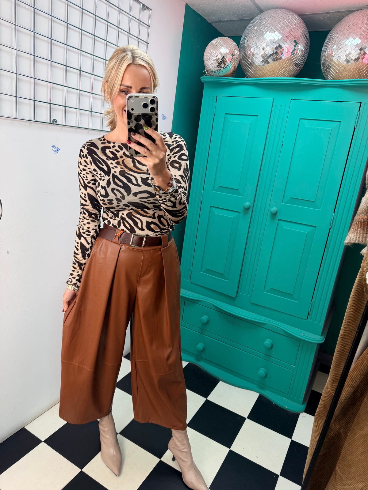 Buttery PU Culottes Tan
