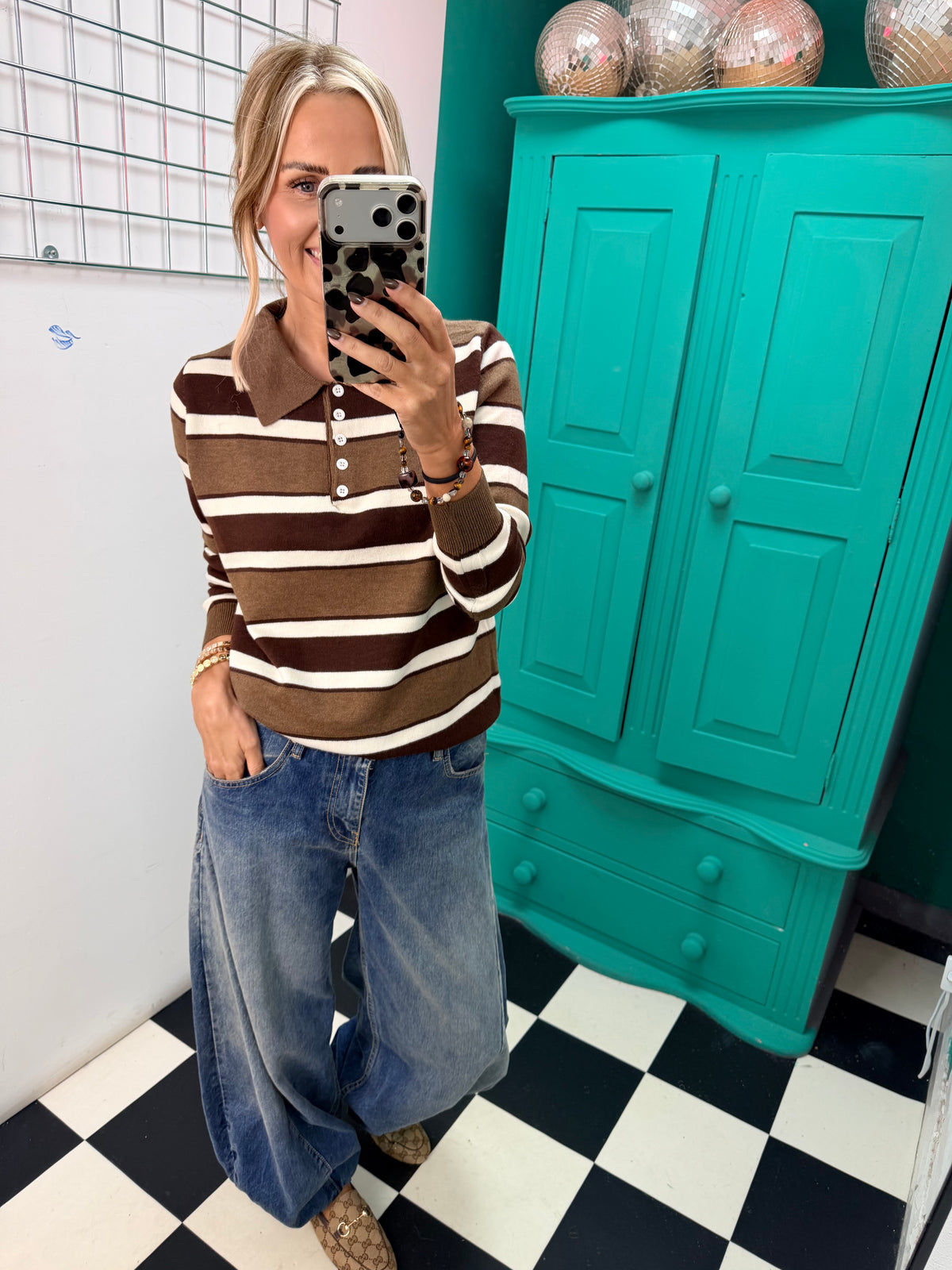 The Stripe Club Polo Jumper Chocolate-Cream-Mocha Special buy