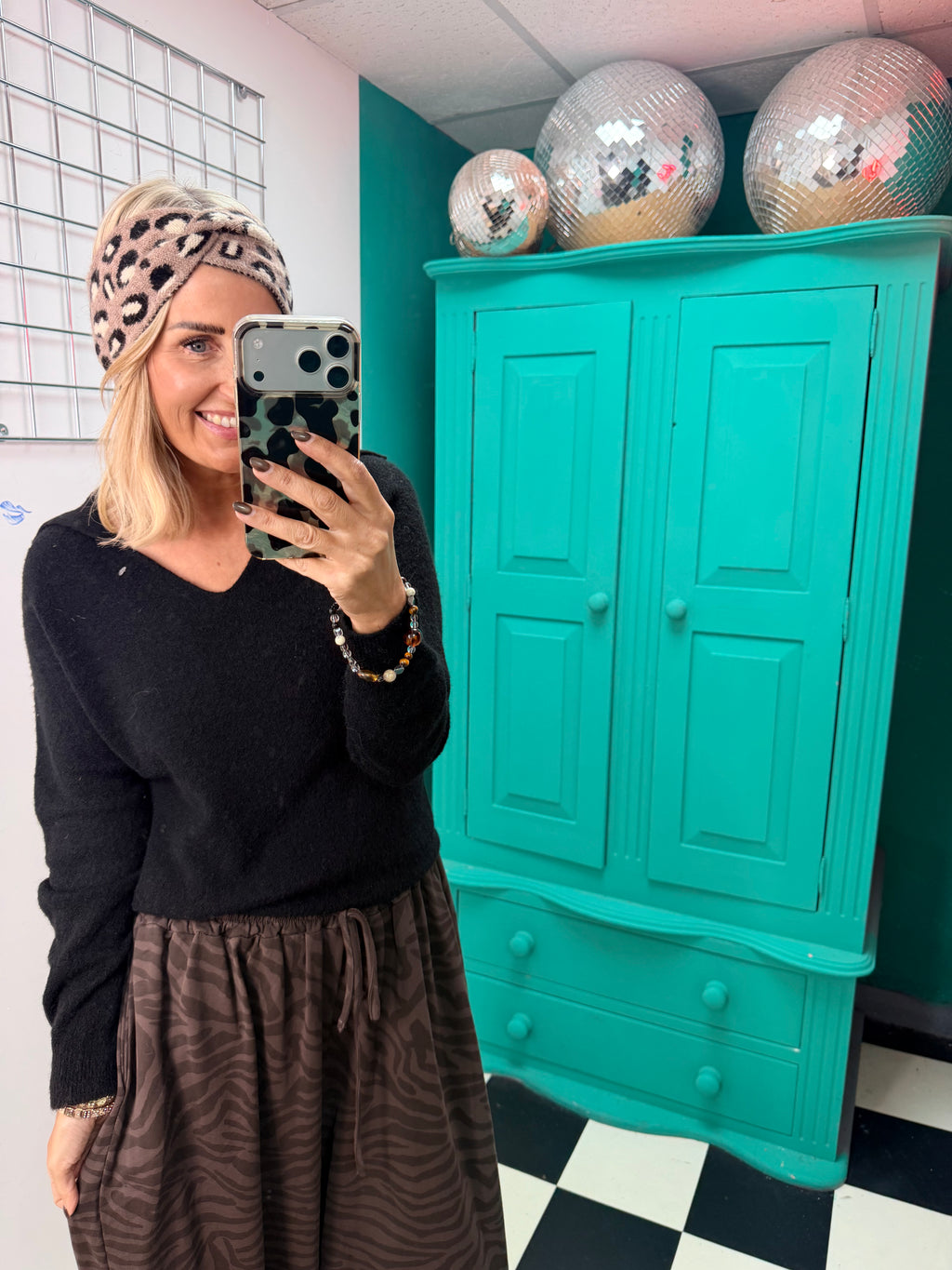 Leopard Twist headband - Mocha