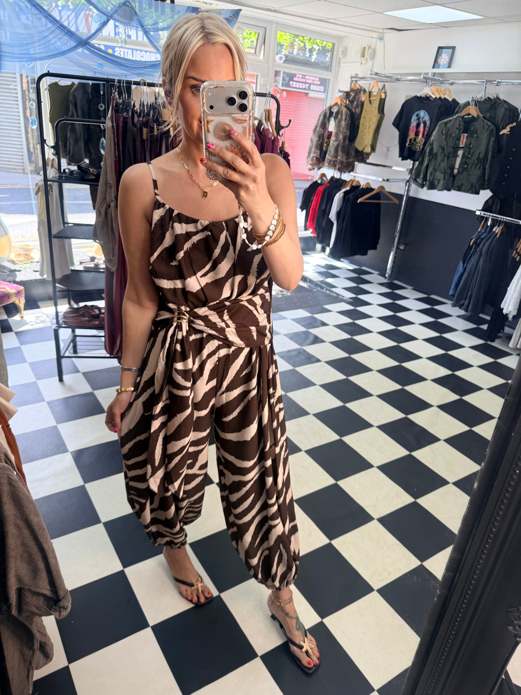Wrap Crinkle Jumpsuit Coffee and Cream