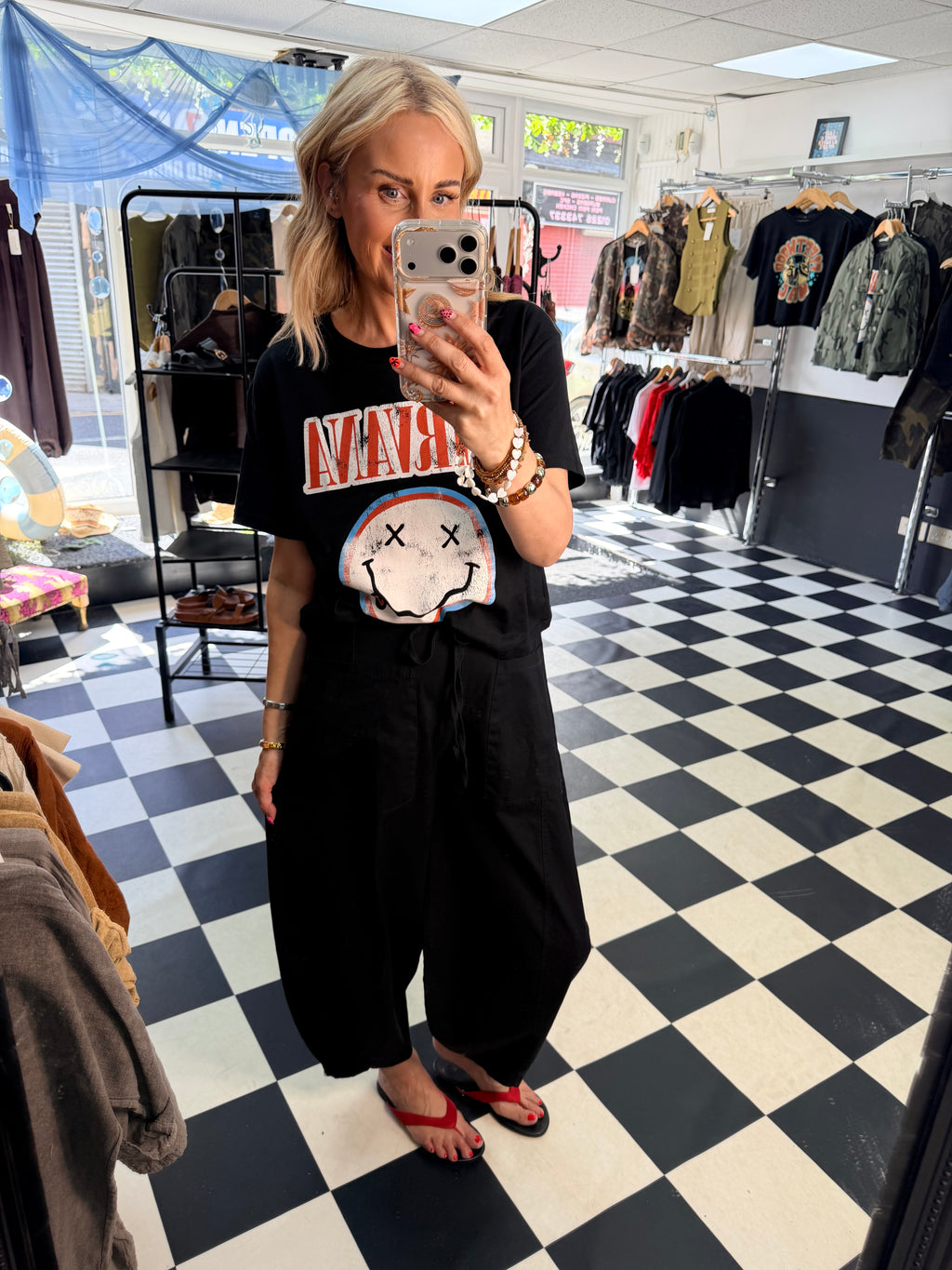 Barrel Leg Trousers Black