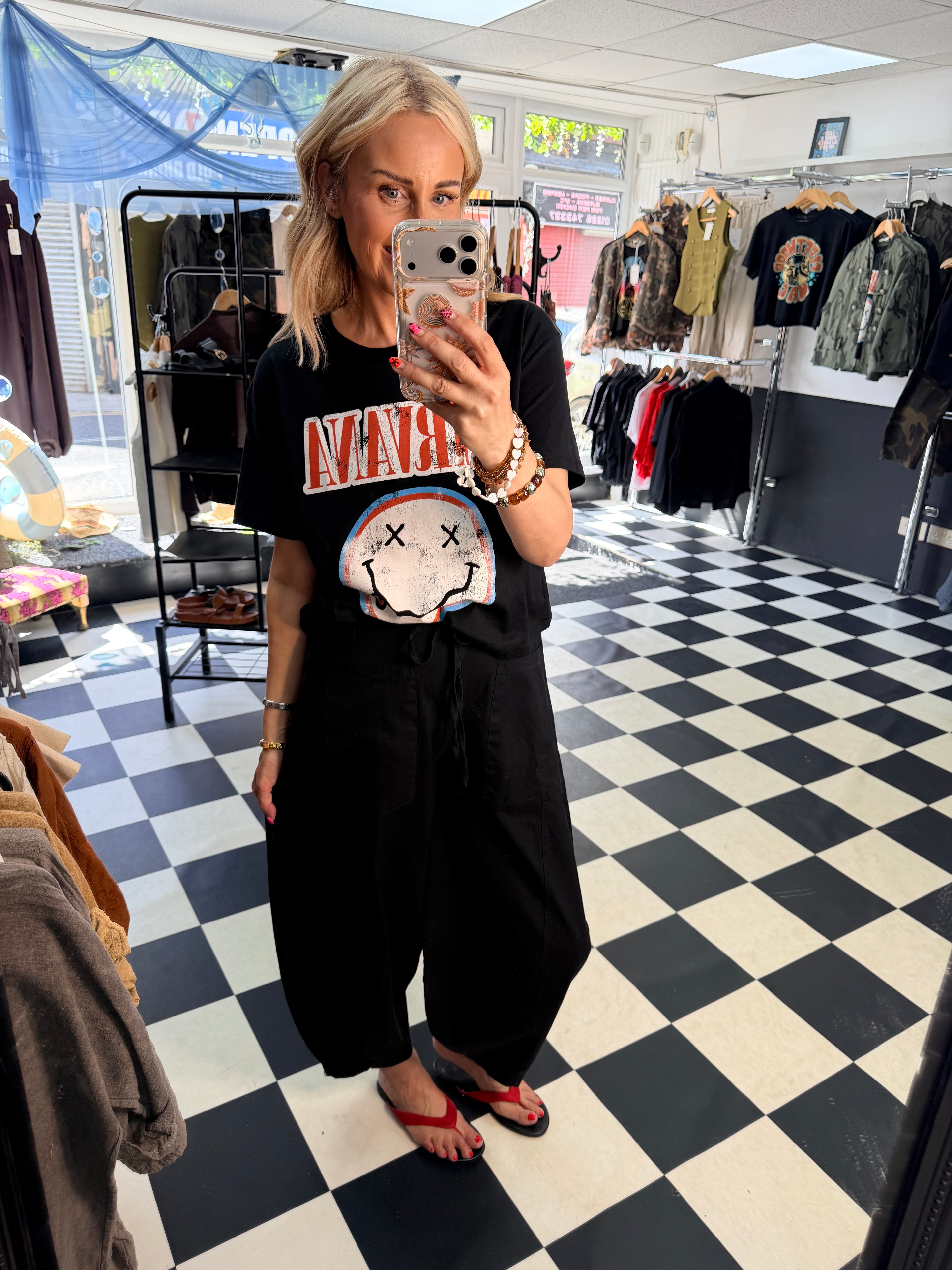 Barrel Leg Trousers Black