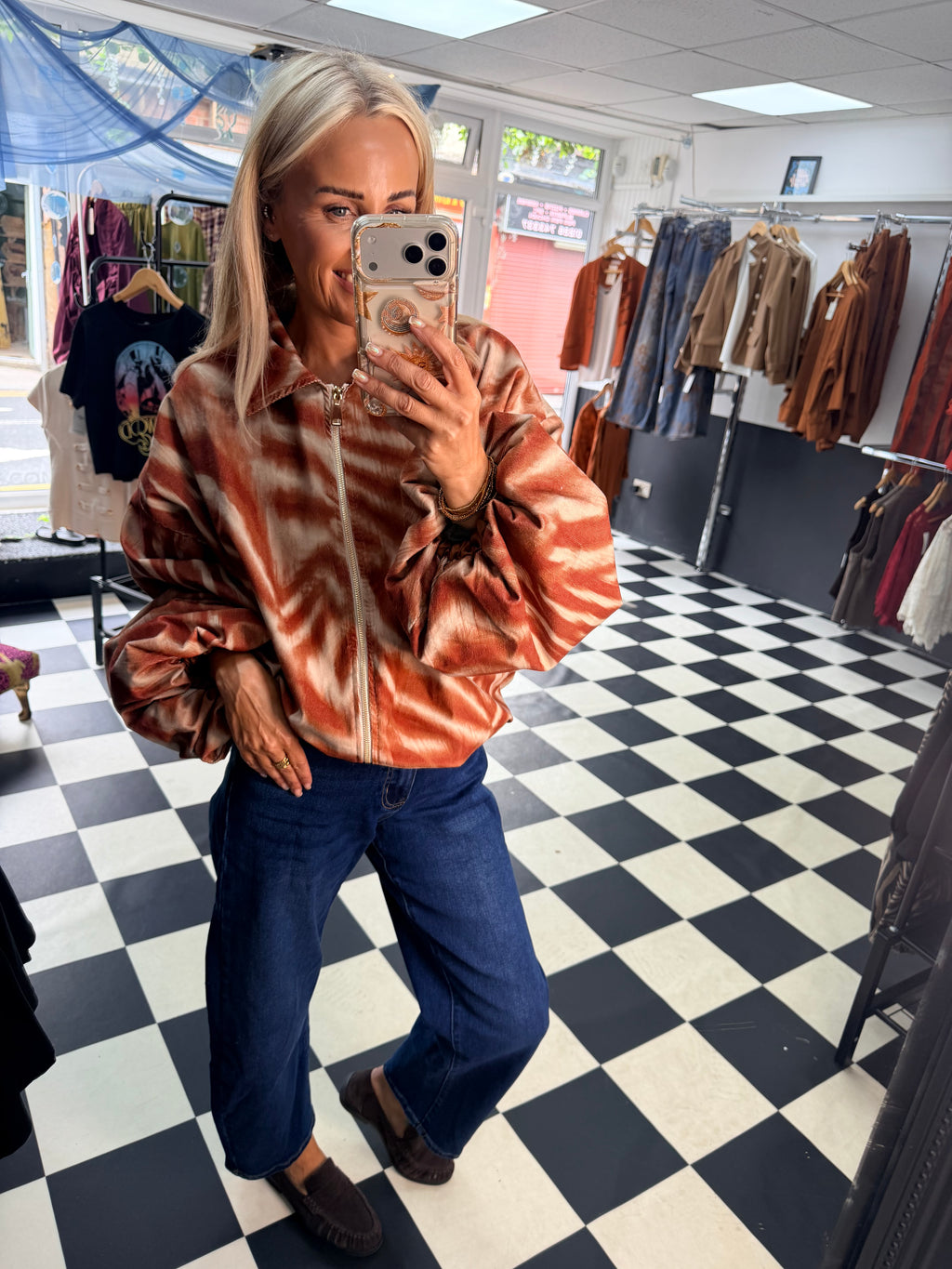 Needlecord Zebra Slouchy Jacket Rust