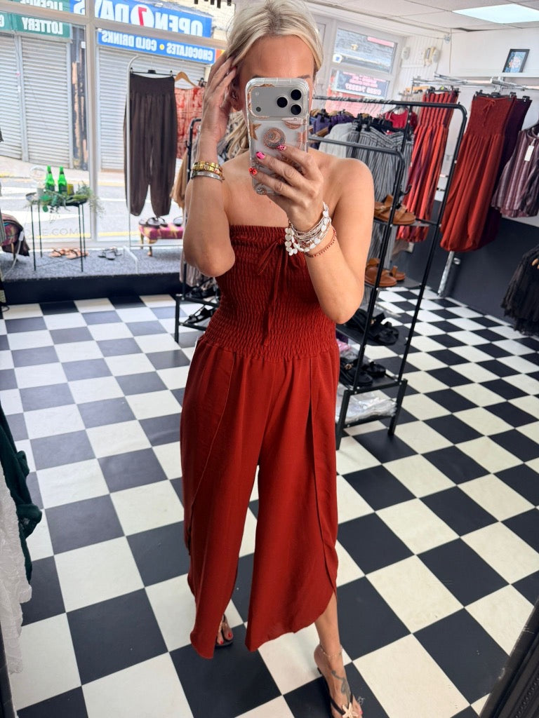 Bandeau Jumpsuit Rust