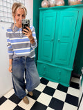The Stripe Club Polo Jumper Blue-Grey-Cream Special buy