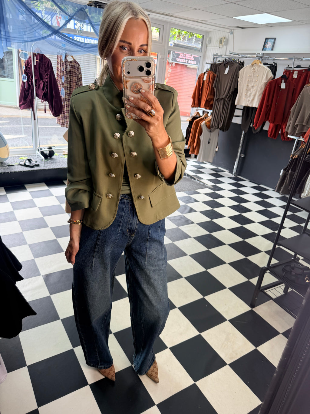 Military Crop Blazer Khaki