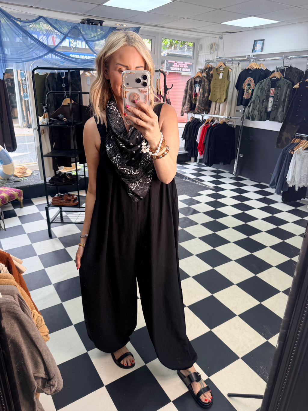 Bandana Scarf Jumpsuit black