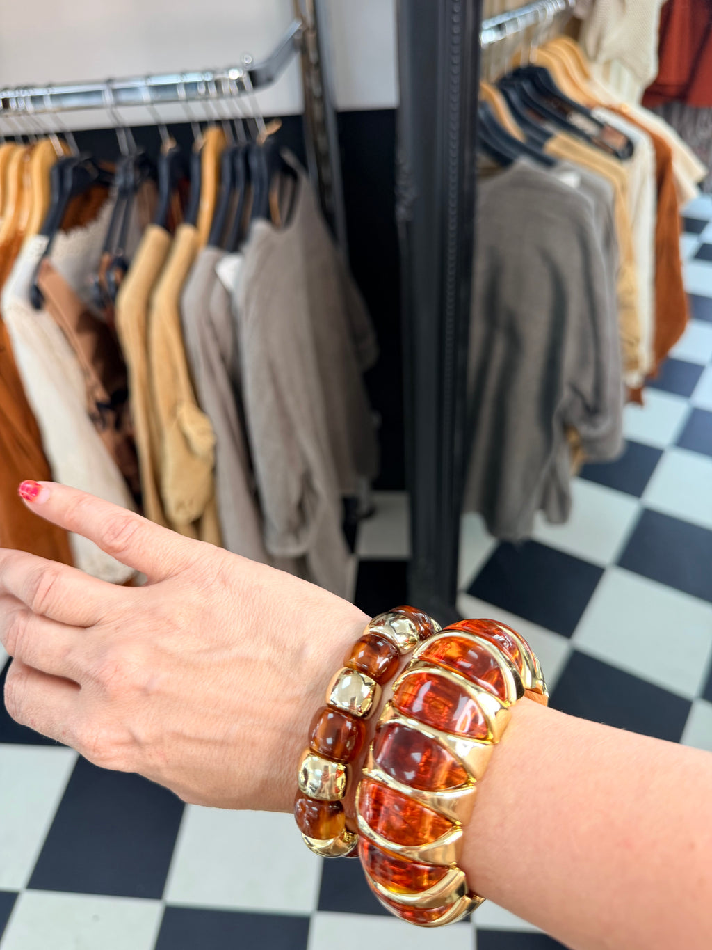 Amber and gold chunky bracelet