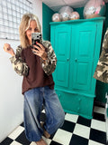 Off Duty Camo Raglan Top Chocolate