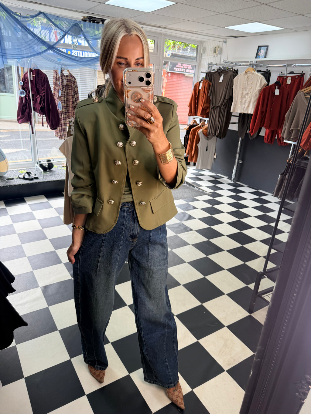 Military Crop Blazer Khaki