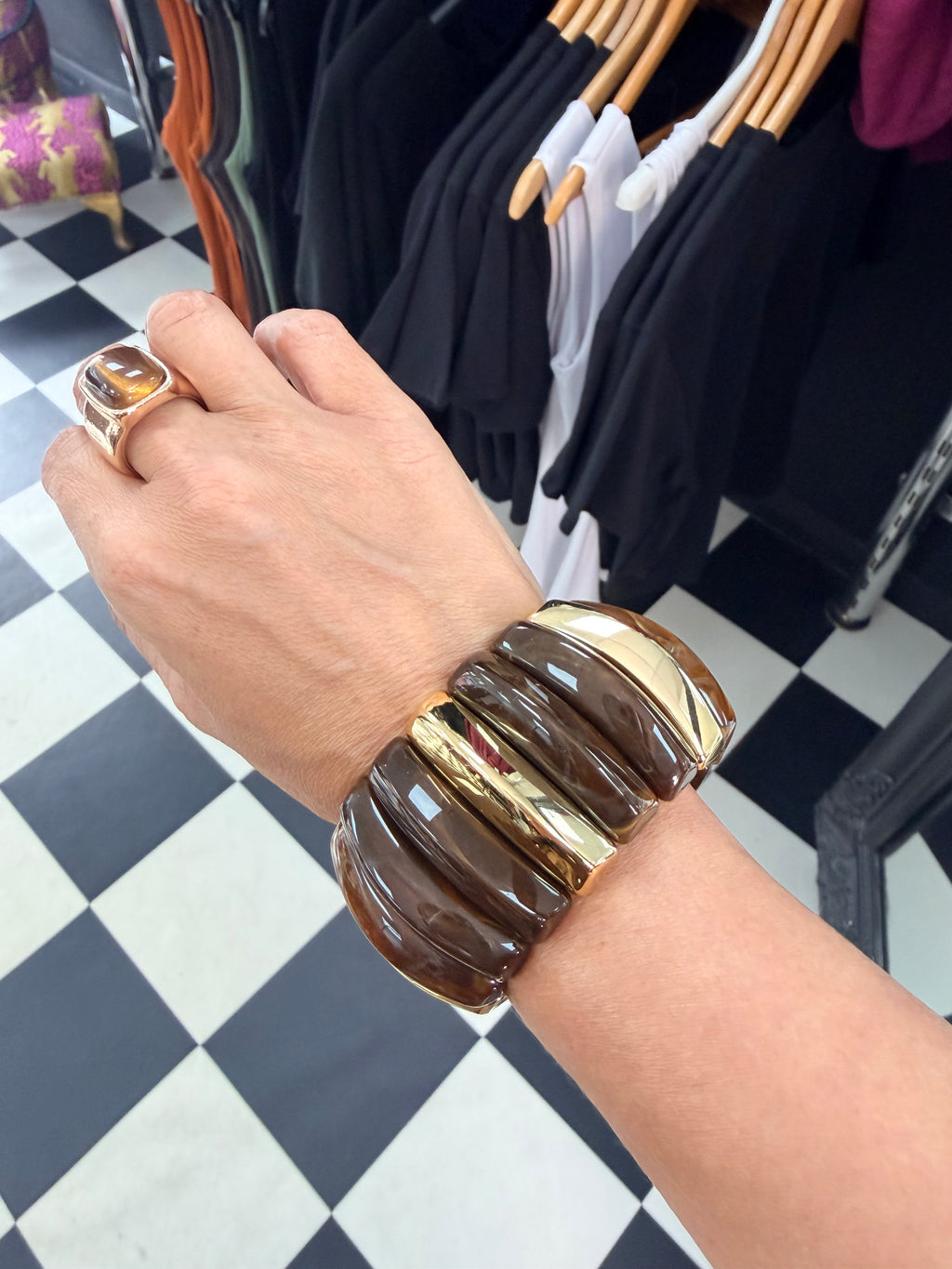 Chocolate and Gold Stretchy bangle