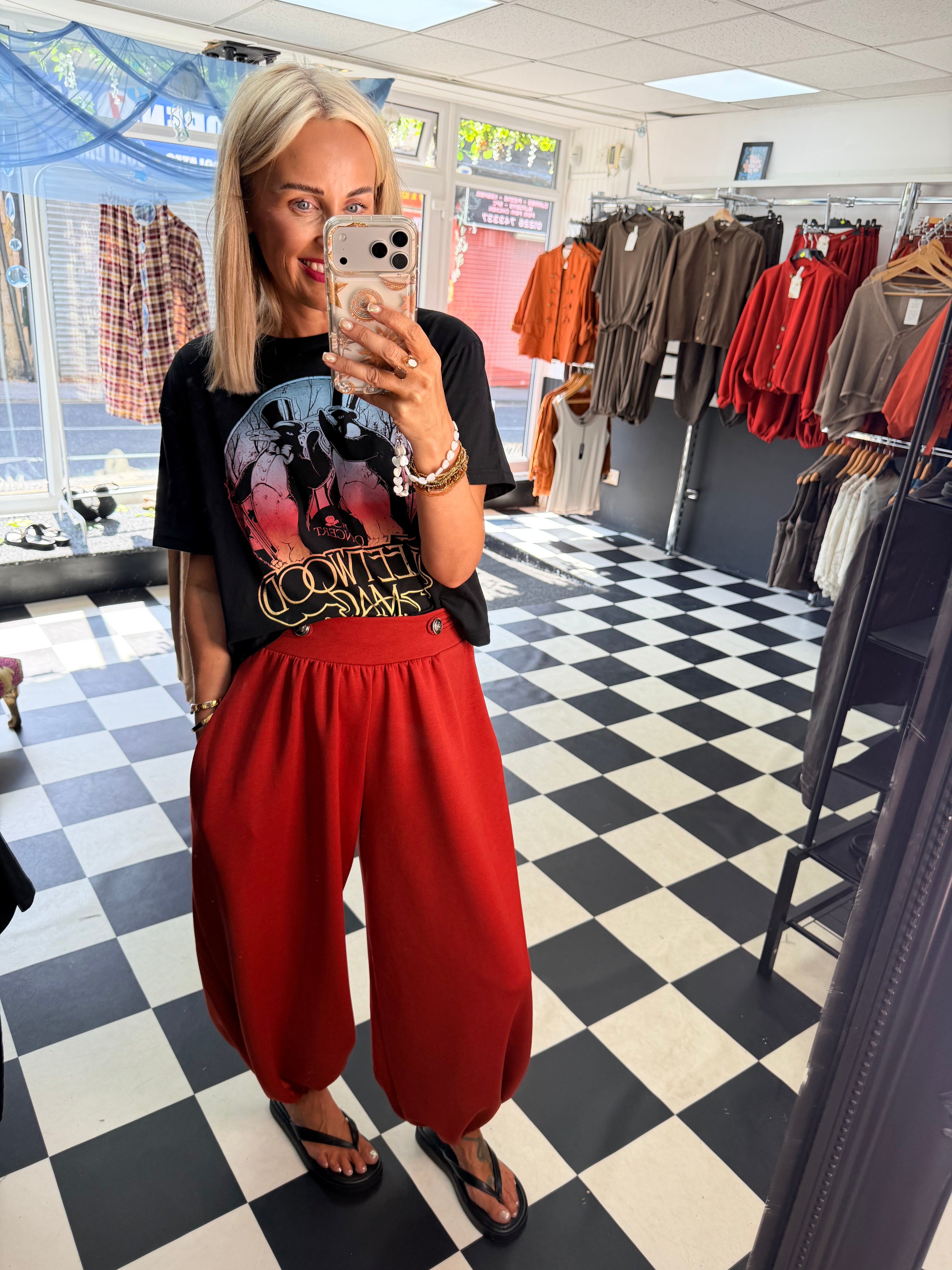 Military Button Joggers Rust