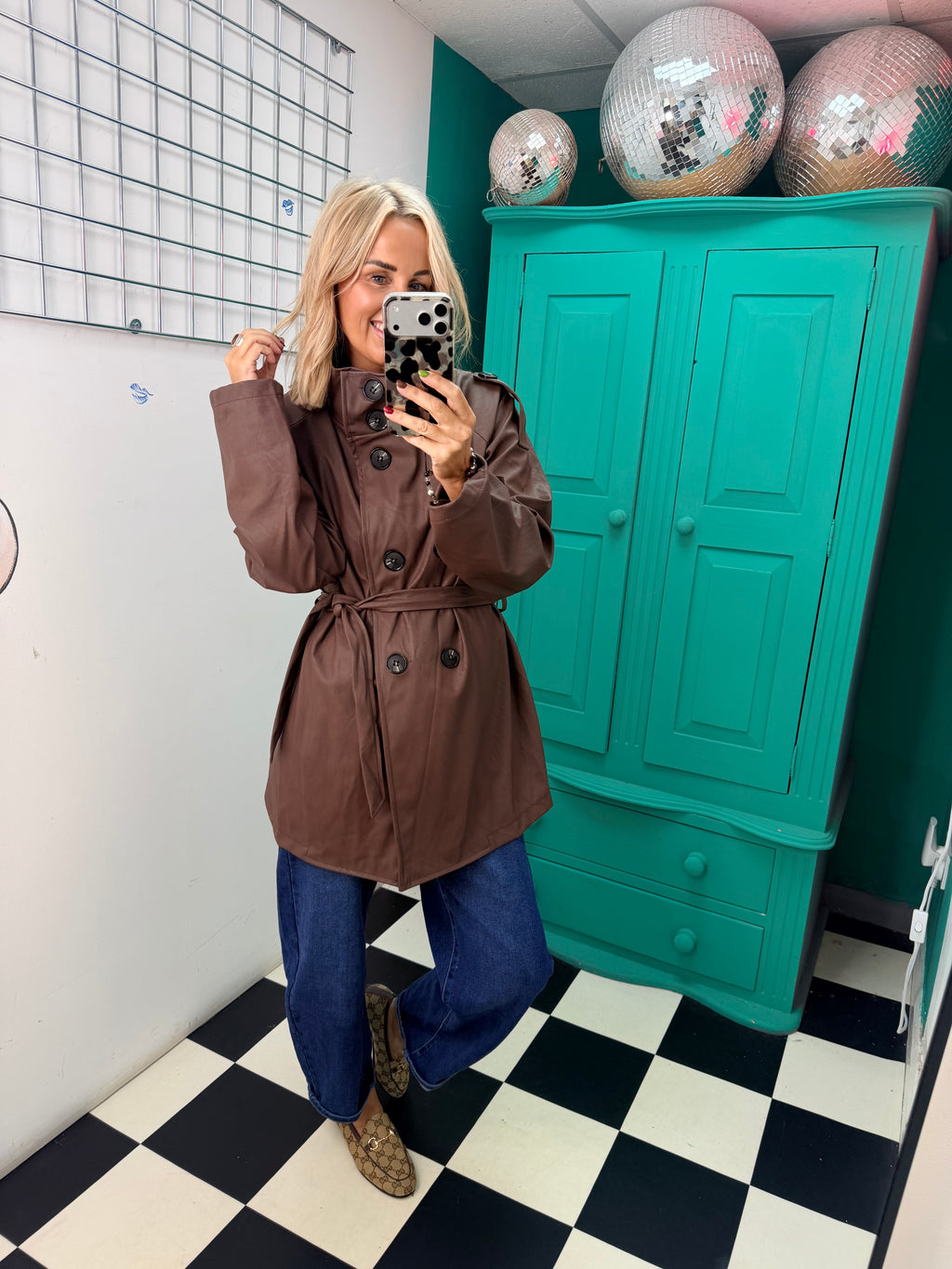PU Midi Trench Coat Chocolate