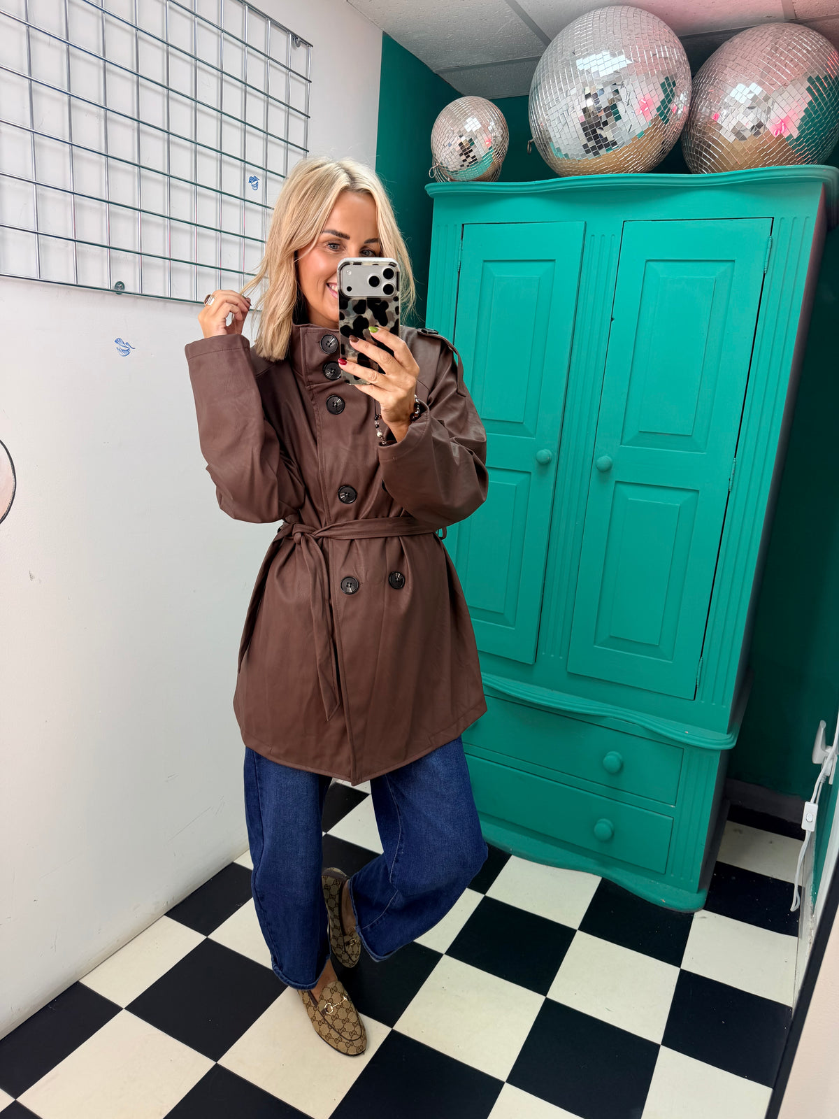 PU Midi Trench Coat Chocolate