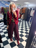 Autumn Check Balloon Trousers Wine/Navy