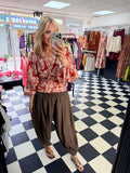 TikTok Crinkle Trousers Chocolate