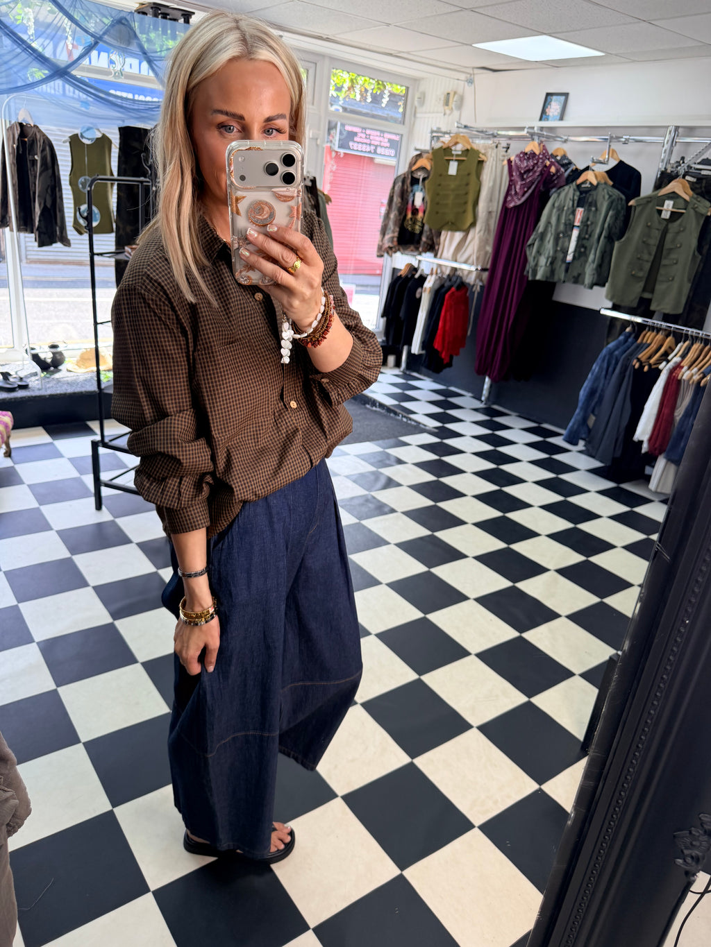 Check Jacket/ shirt Chocolate and Mustard