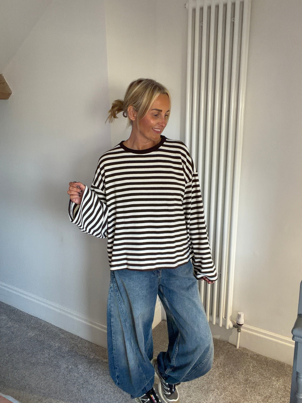 Weekend slouch stripe Chocolate and Cream Special Buy