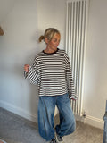 Weekend slouch stripe Chocolate and Cream Special Buy