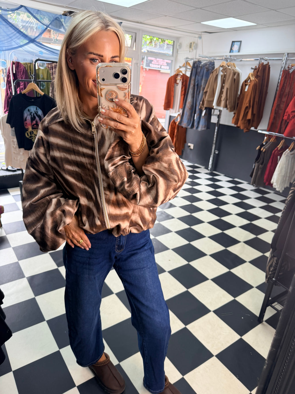 Needlecord Zebra Slouchy Jacket Chocolate
