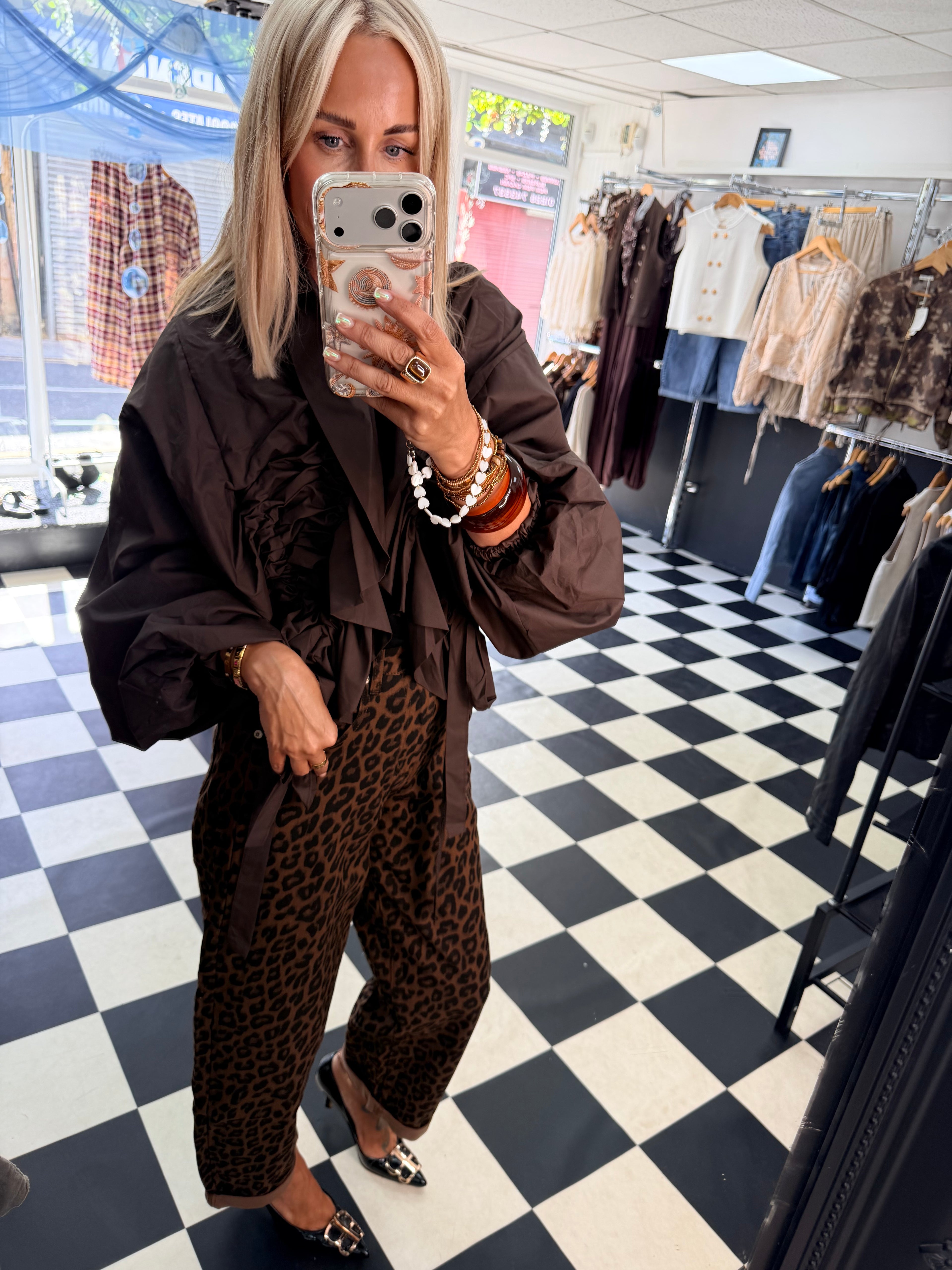 Ruffle Lightweight Jacket Chocolate-Pre Order Due in next Fri approx