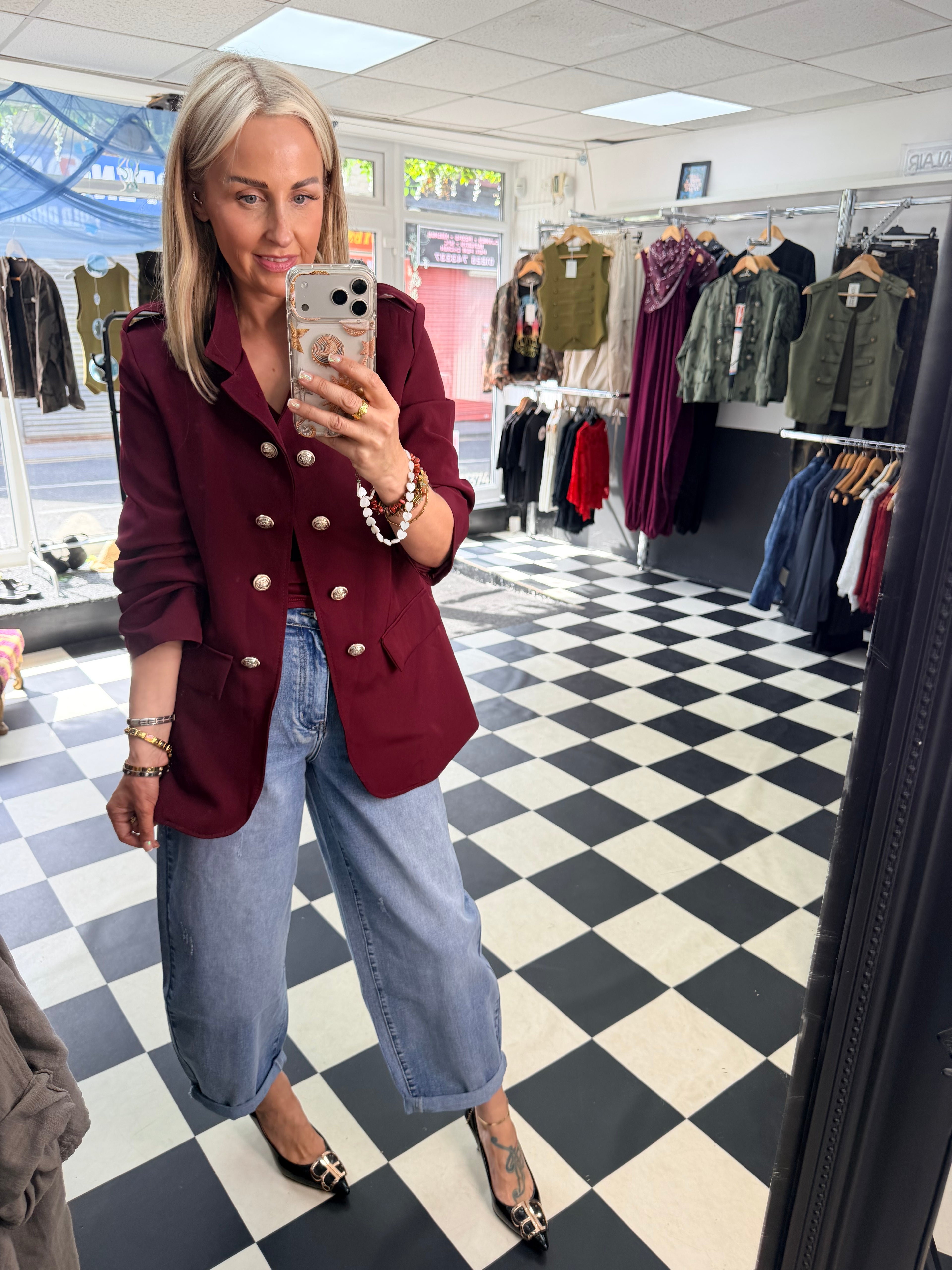 Military blazer Wine