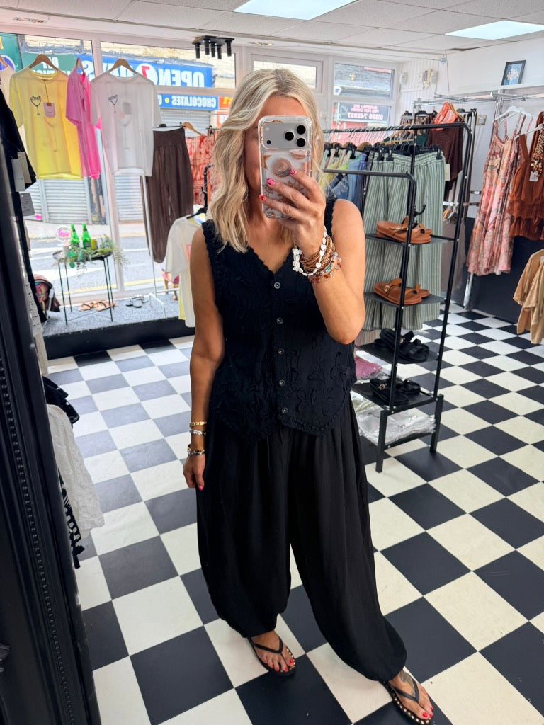 Opel Embellished Waistcoat Black