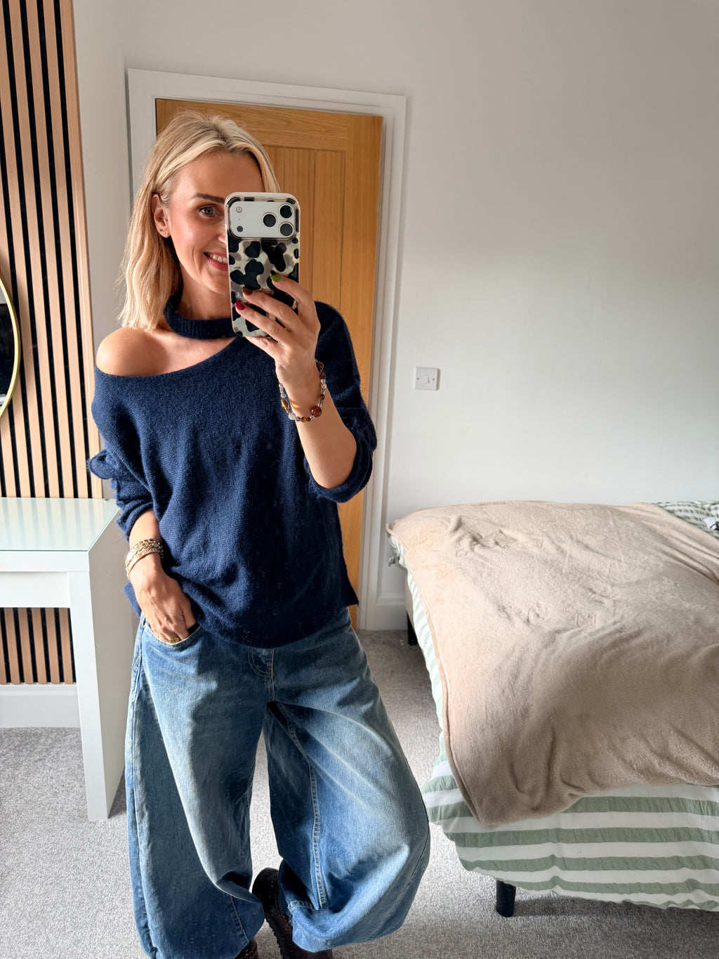 Slash Neck Jumper Navy