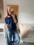 Slash Neck Jumper Navy