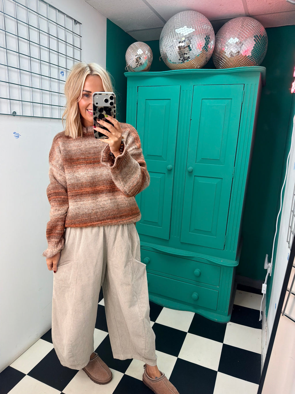 Cord Barrel Trousers Cream