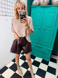 Luna pu Shorts - Wine