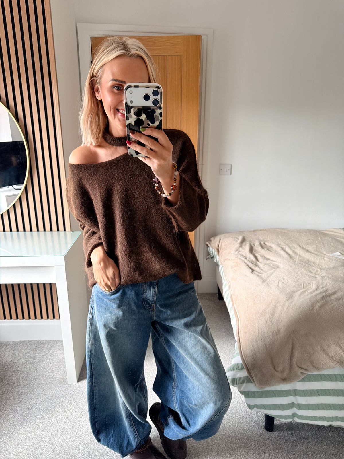 Slash Neck Jumper Chocolate