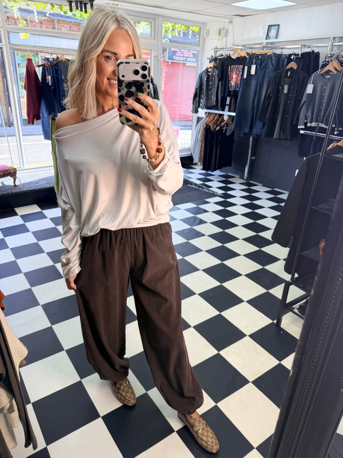 Slouchy Long Sleeve Top Cream