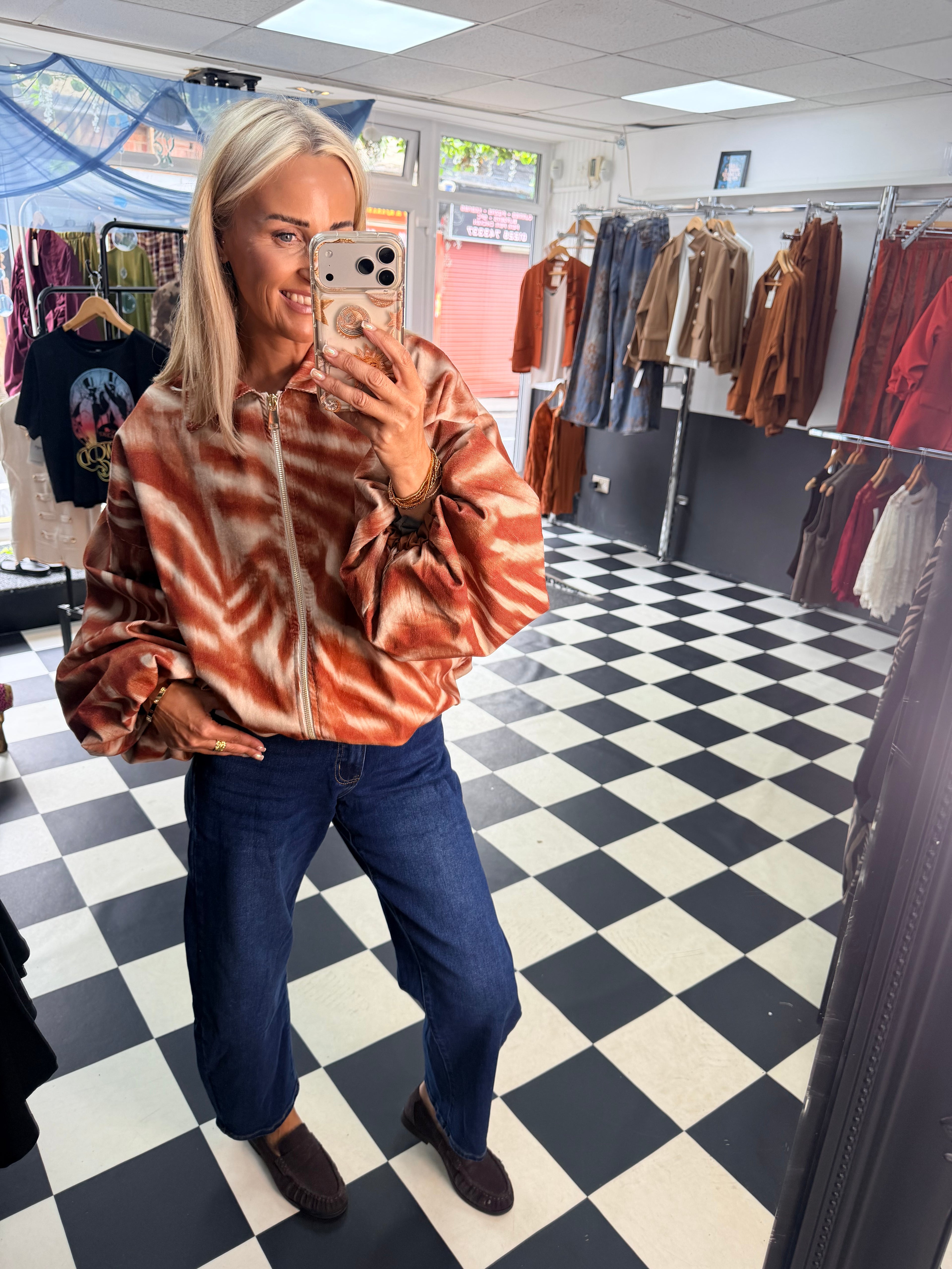 Needlecord Zebra Slouchy Jacket Rust
