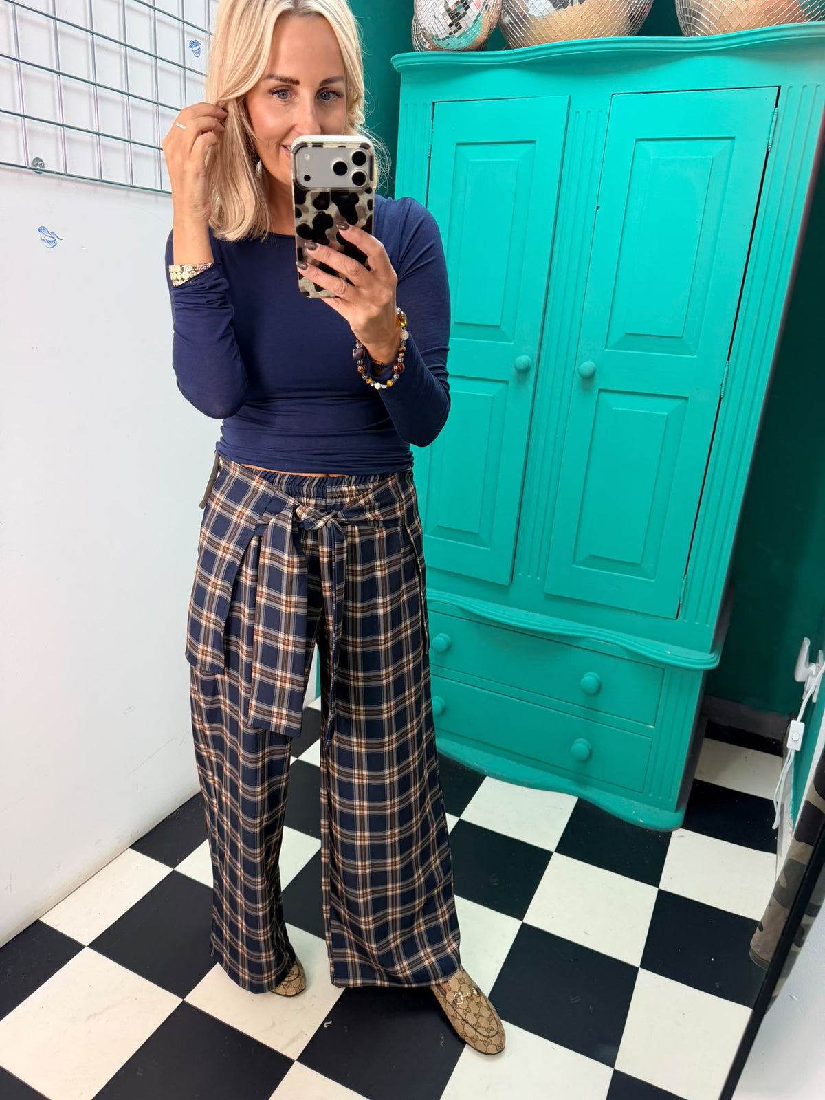 Shirt Tied Wrap around the waist trouser - Navy